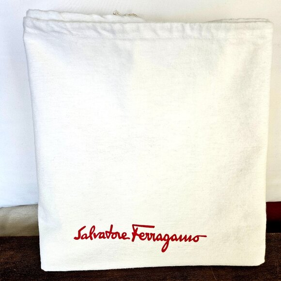 SALVATORE FERRAGAMO dust bag large white red EUC 22 x 18" - Picture 4 of 5